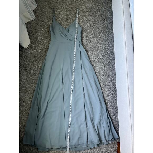 Azazie Davis Dolphin Grey A-Line V-Neck Chiffon Bridesmaid Dress Size A8 - Picture 11 of 12